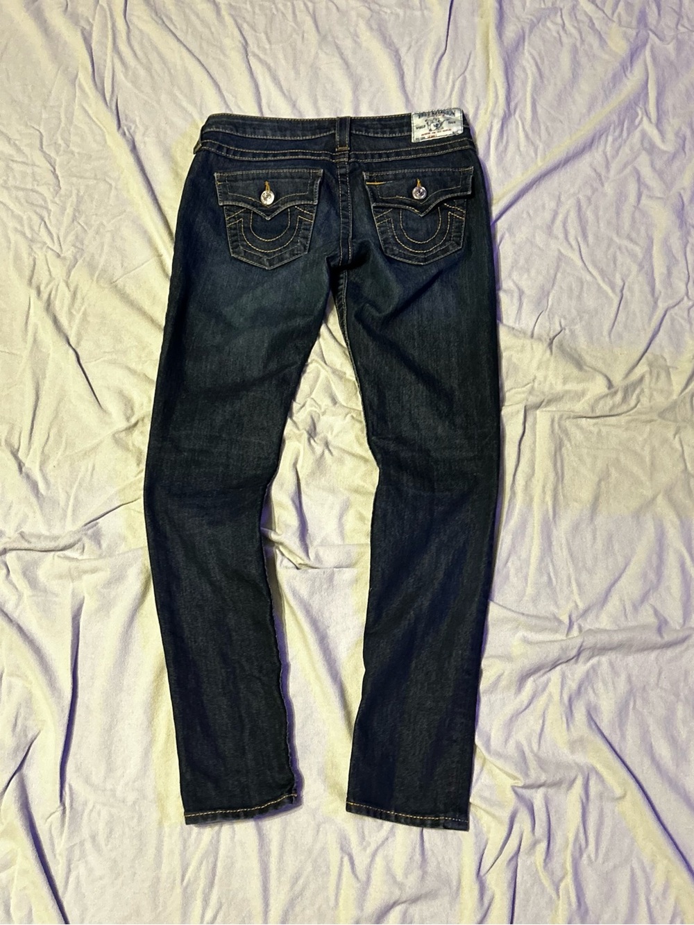 True Religion Dark Wash Flap Pocket Skinny Jeans Size 27